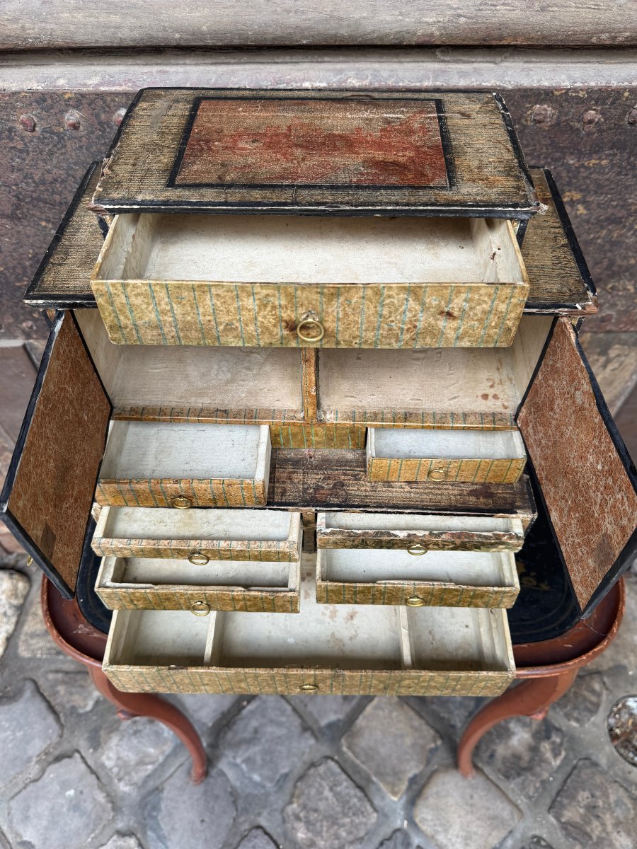 Original Cardboard Cabinet From The Early 19th Century-photo-8