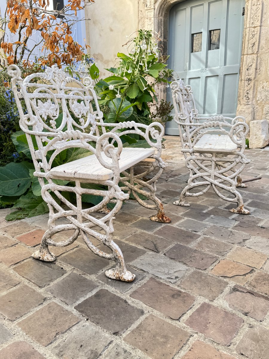 PAIRE DE FAUTEUIL DE JARDIN EN FONTE EPOQUE NIII-photo-6