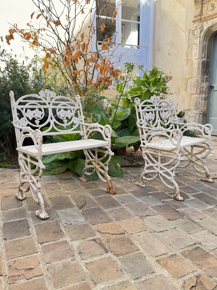 PAIRE DE FAUTEUIL DE JARDIN EN FONTE EPOQUE NIII-photo-7