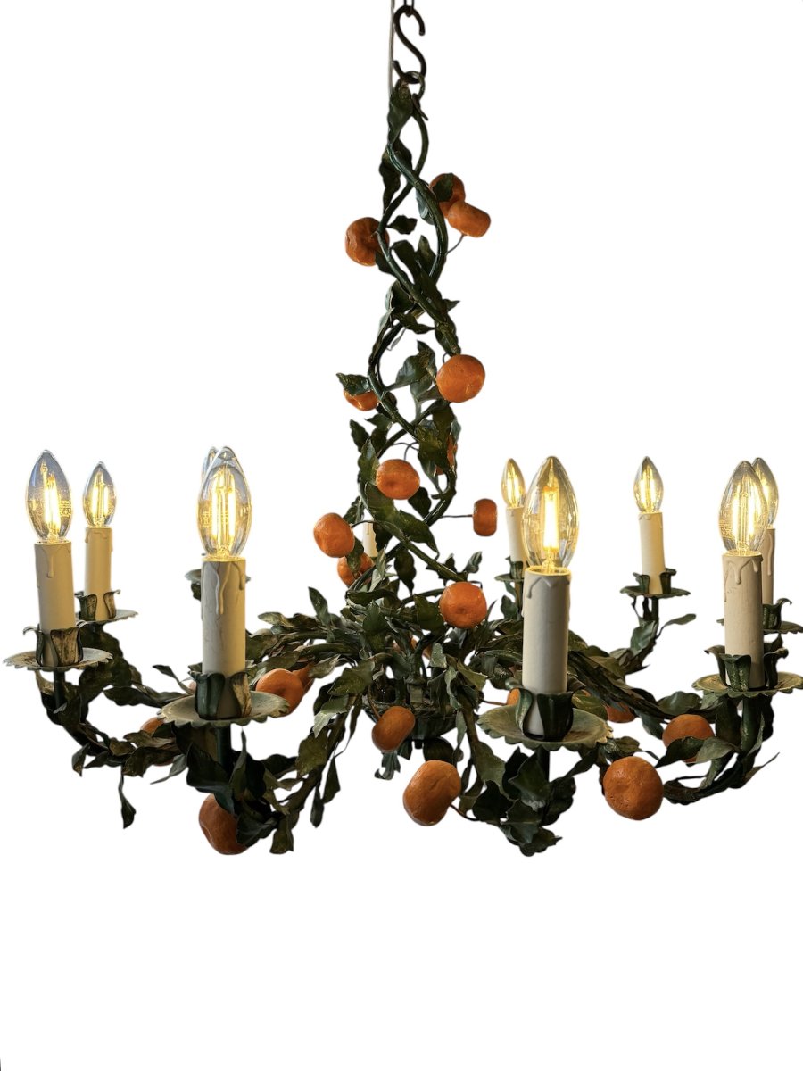 Lustre en fer aux oranges
