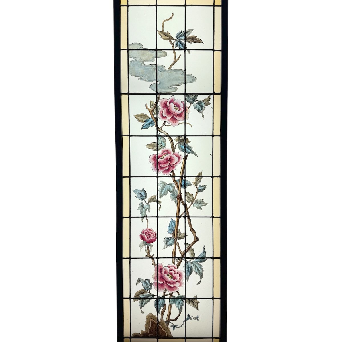 Stained-glass Window Featuring Peonies (h163 L51 Cm)-photo-2