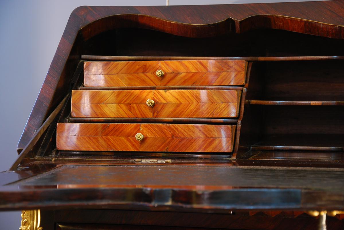 Bureau Slope Marquetry 4 Faces 18th Century-photo-4