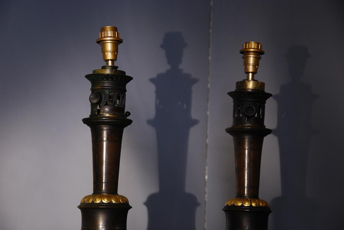 Paire De Lampes En Bronze Napoleon III-photo-2