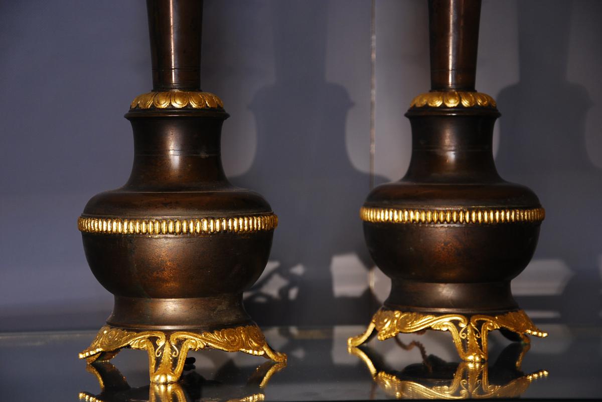Paire De Lampes En Bronze Napoleon III-photo-3