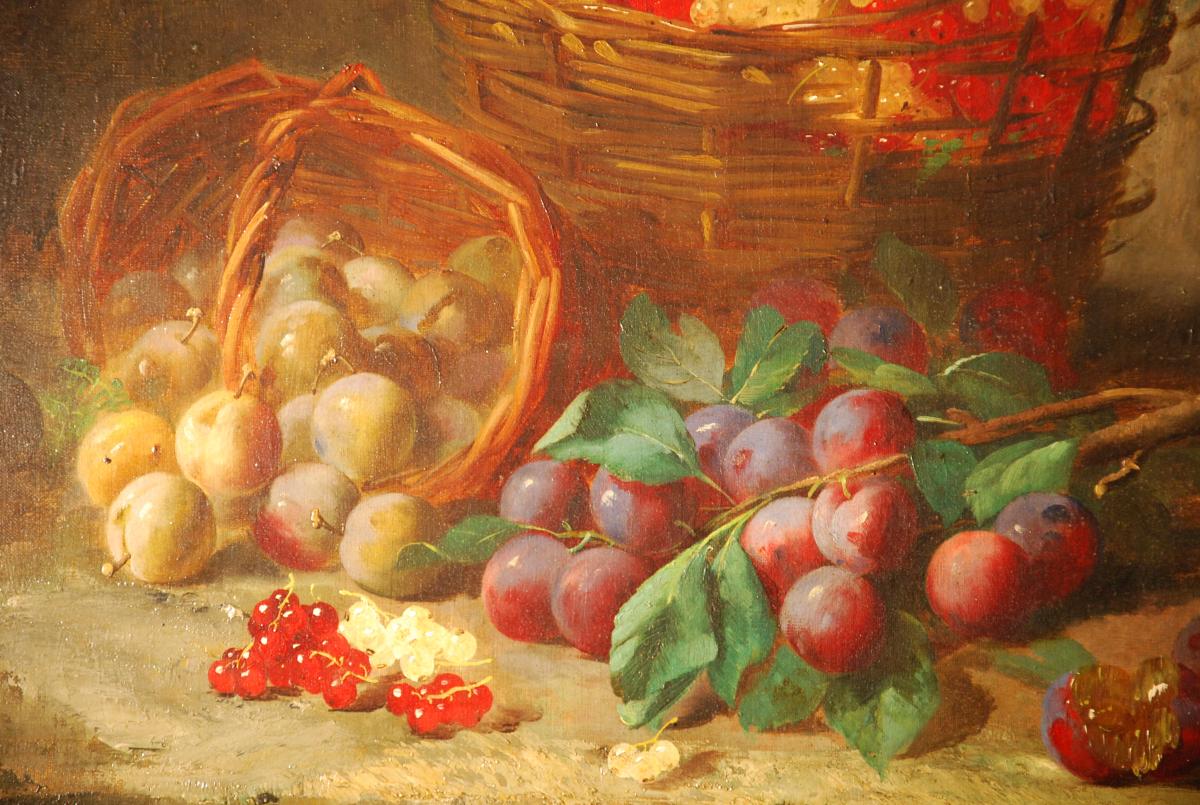 Huile Sur Toile Nature Morte Aux Fruits Signée Brunel Neuville-photo-3