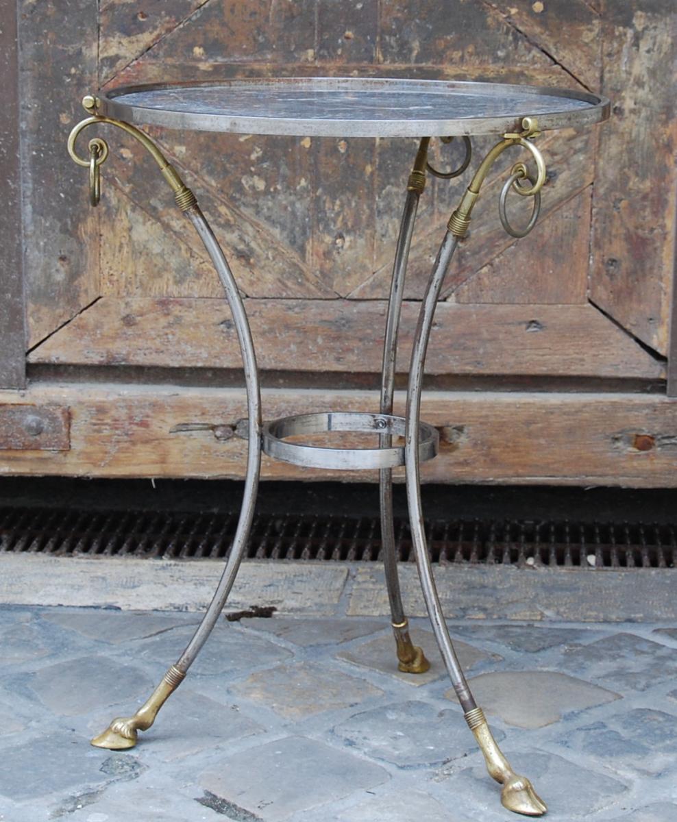 Guéridon En Acier Et Bronze 