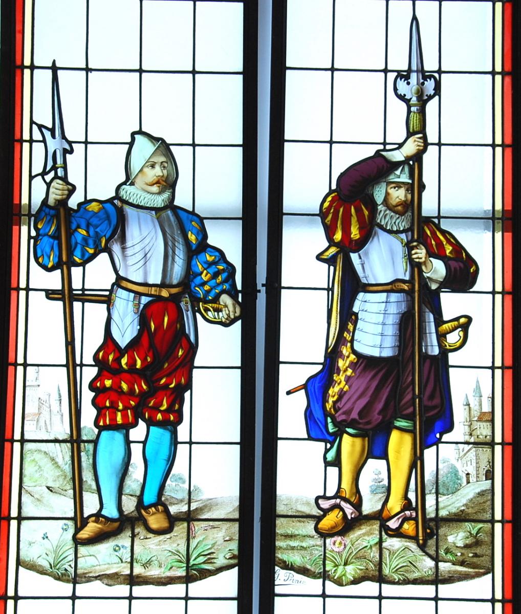 Pair Of Renaissance Stained Glass-photo-2