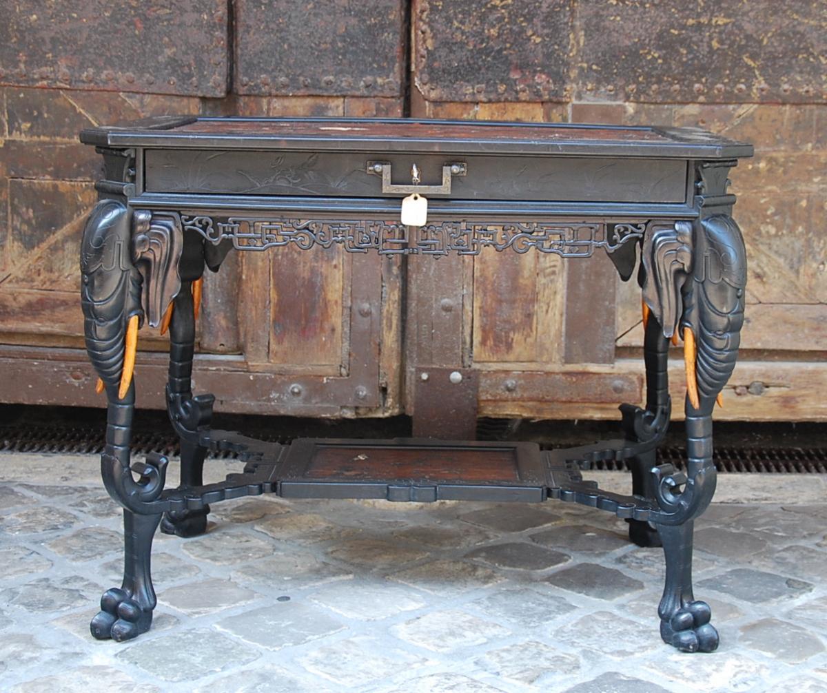 Table With Elephants In The Spirit Of Perret And Vibert