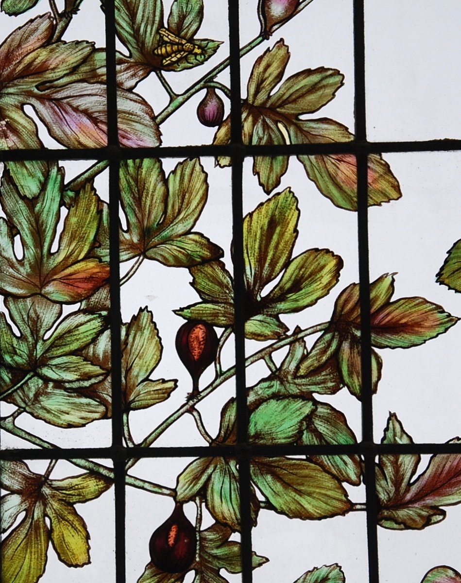 Pair Of Stained Glass With Luxurious Vegetation Ref V88-photo-3