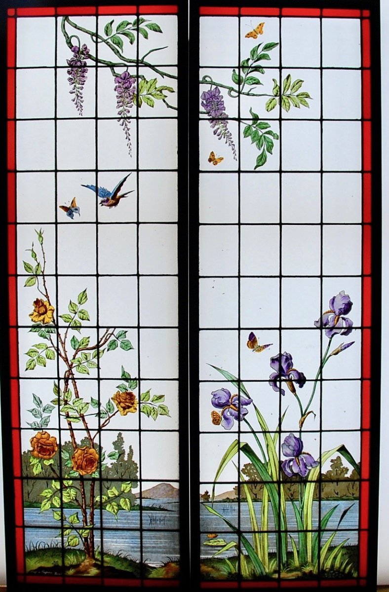 Stained Glass Rose And Iris V104