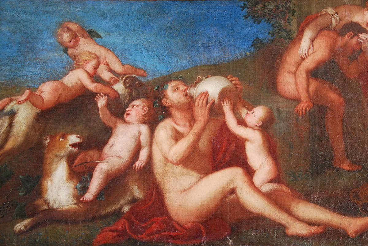 Oil On Canvas Bacchus Early 17th Italy-photo-2