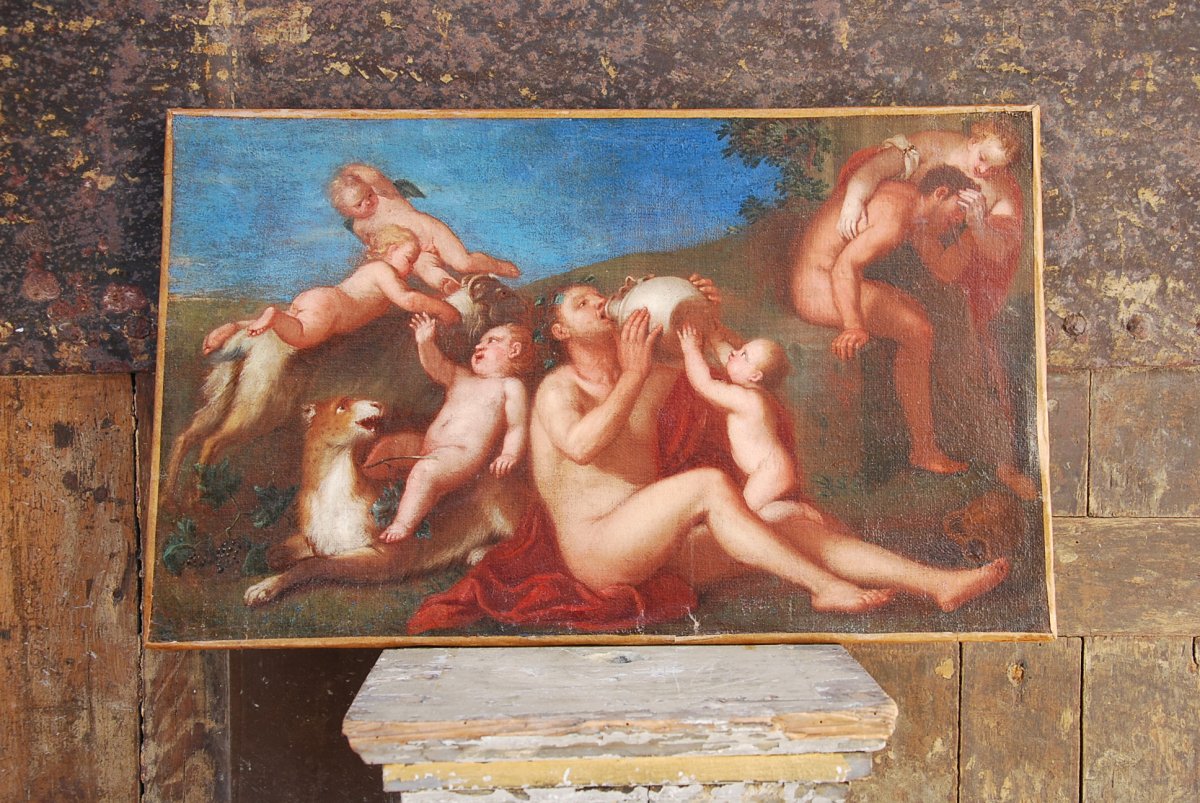 Oil On Canvas Bacchus Early 17th Italy