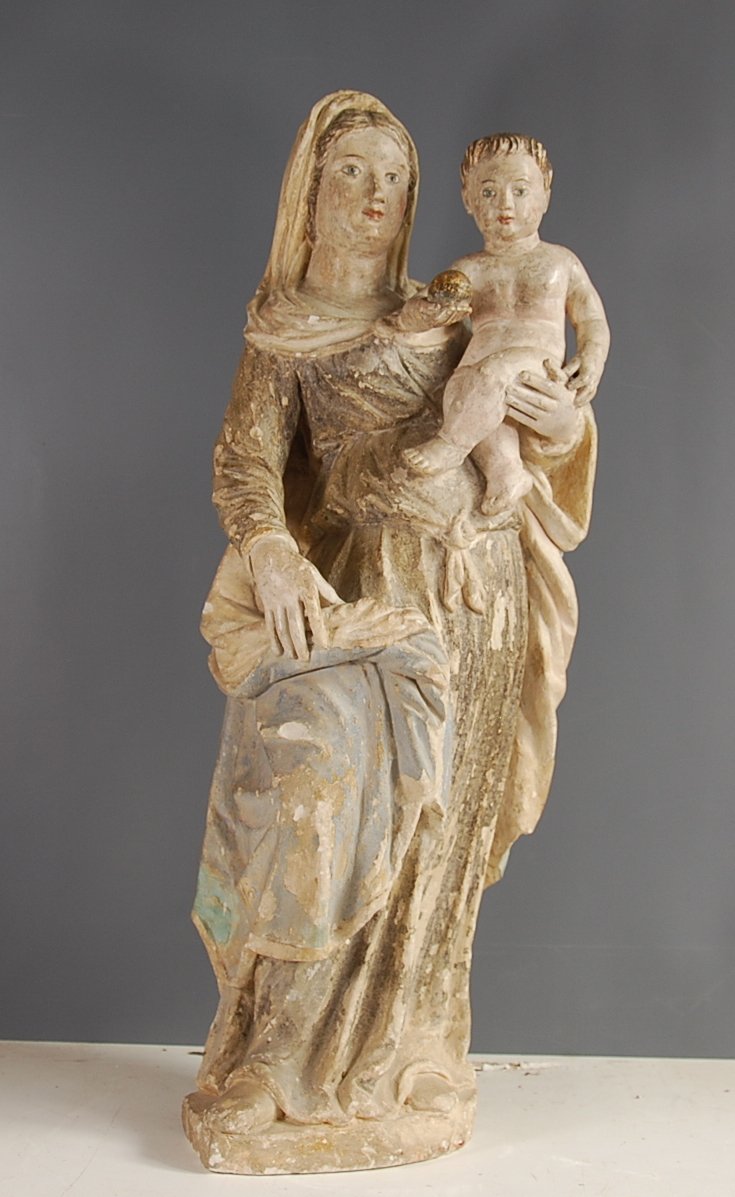 Virgin And Child In Stone Period 16th