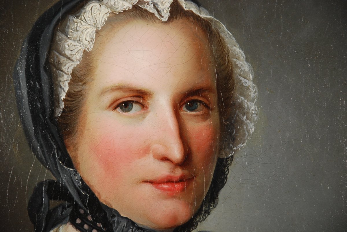 Portrait De Femme Au Manchon Attribué à Jacques André Aved 1702-1766-photo-3