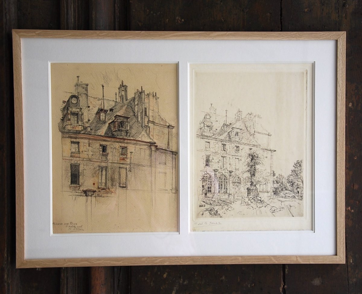 Drawing And Its Engraving Abbaye Aux Bois Rue De Sèvres Paris By Charles Jouas-photo-2