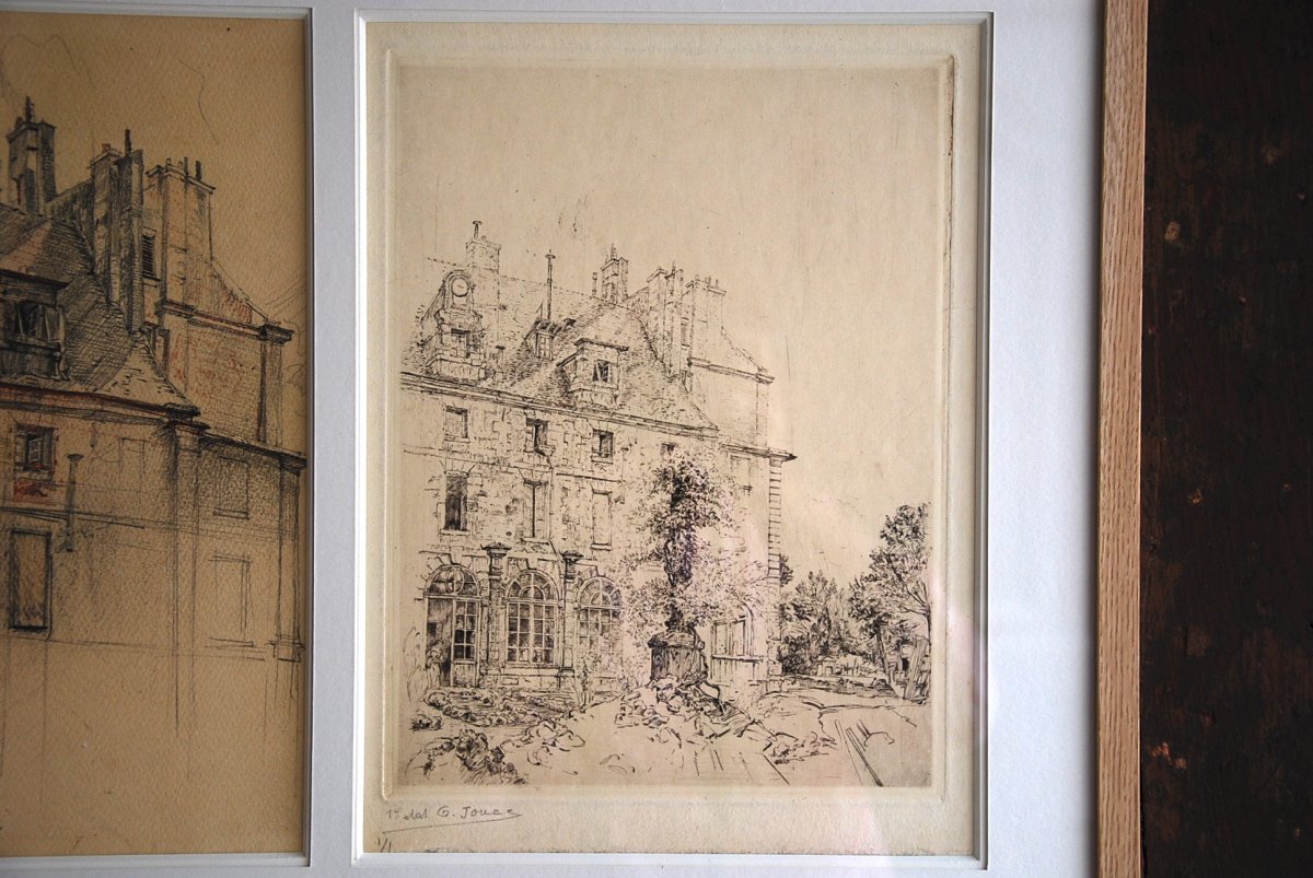 Drawing And Its Engraving Abbaye Aux Bois Rue De Sèvres Paris By Charles Jouas-photo-2