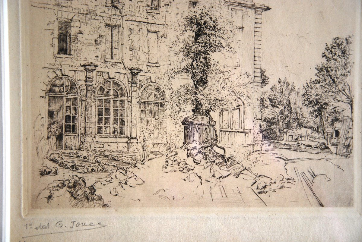 Drawing And Its Engraving Abbaye Aux Bois Rue De Sèvres Paris By Charles Jouas-photo-3