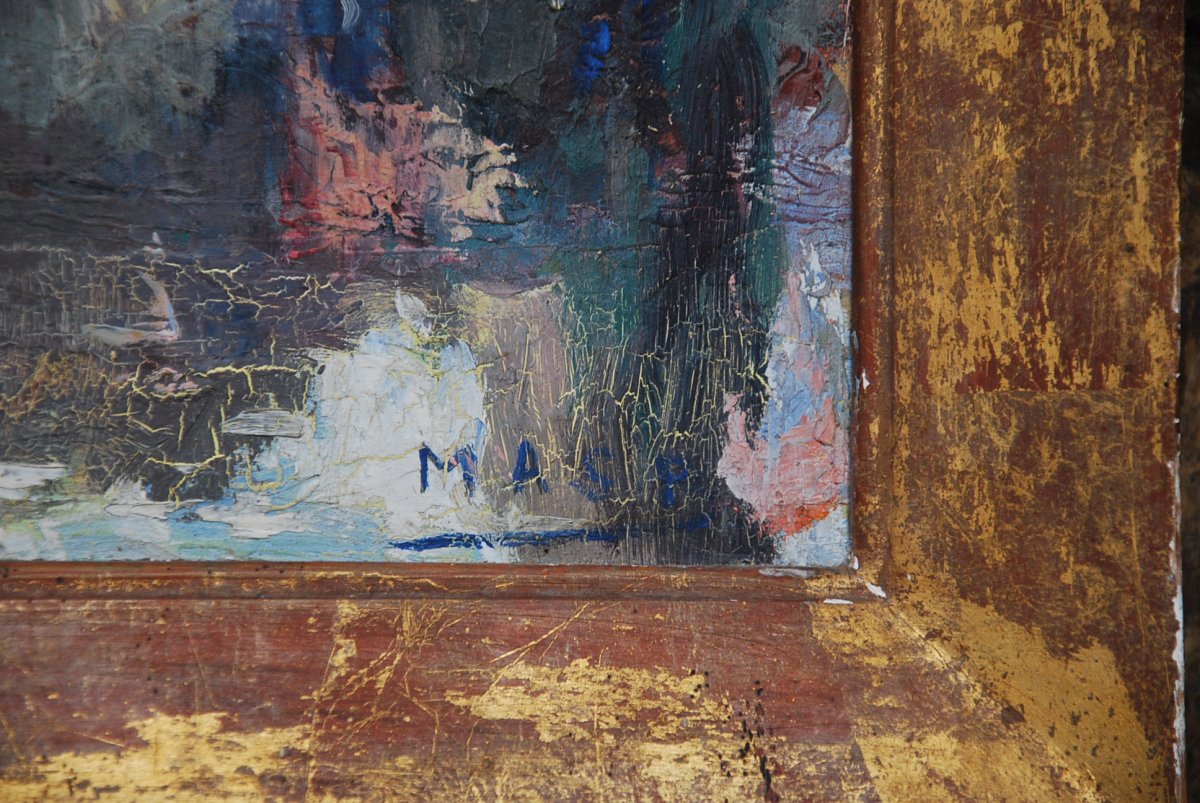 Oil On Cardboard The Seine At Neuilly Signed Masp-photo-3