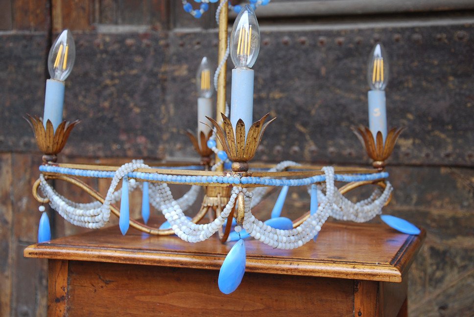 Chandelier Opaline Style Charles X-photo-1