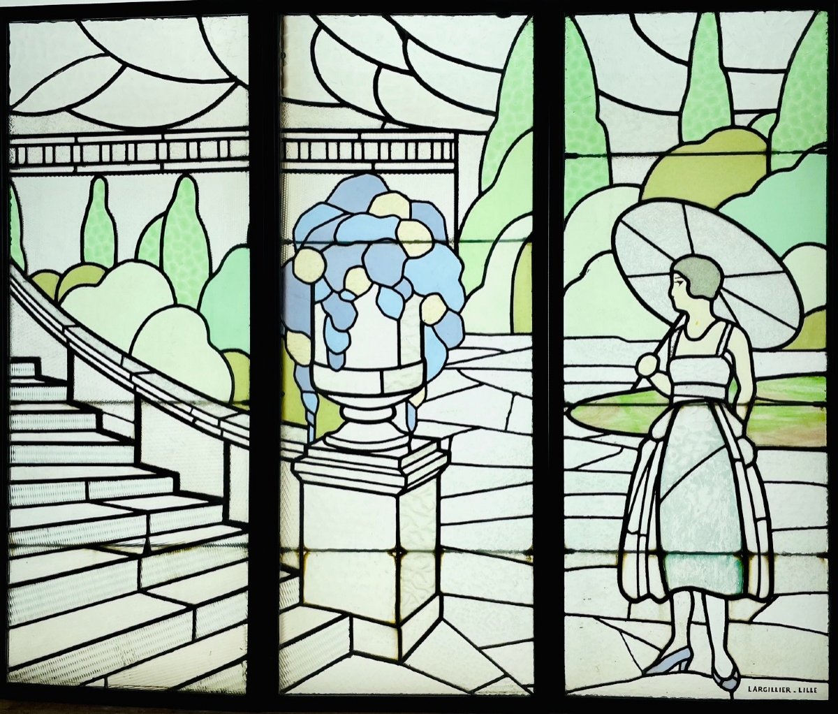 Stained Glass Art Deco De Largillier