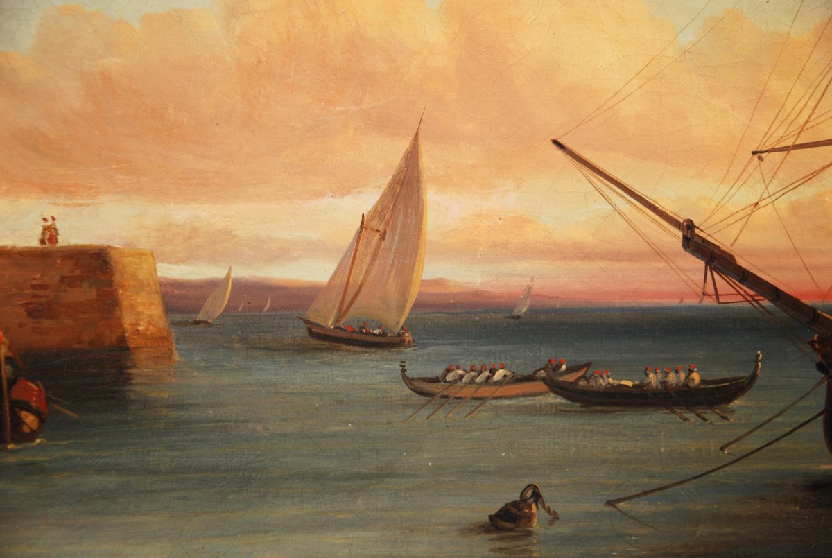 Port Of Tripoli Around 1840 Oil On Canvas H49cm L73cm-photo-4