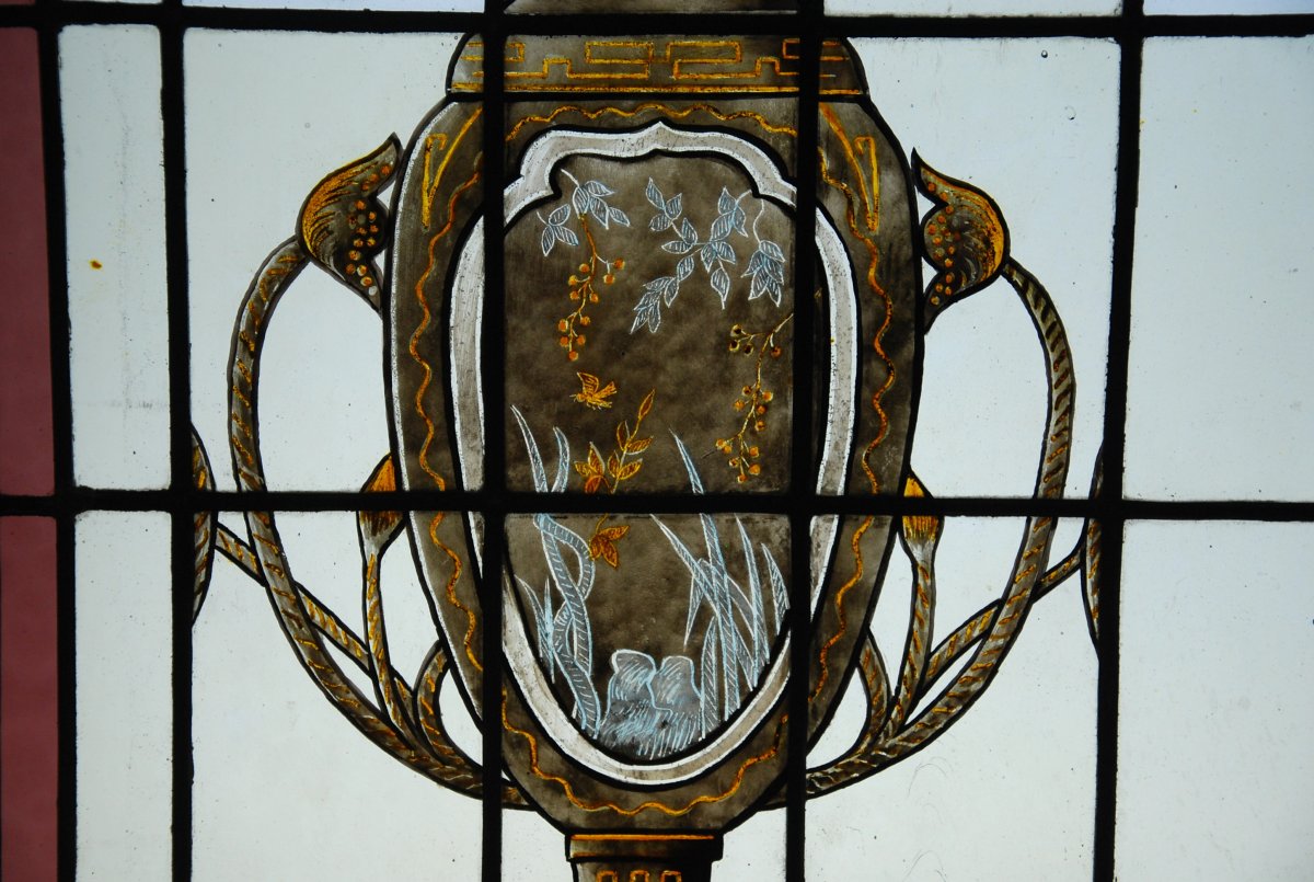 Vitrail Vitraux Clématite Grimpante En Vase -photo-1