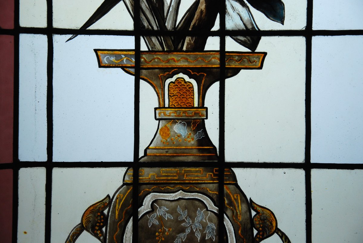 Vitrail Vitraux Clématite Grimpante En Vase -photo-2