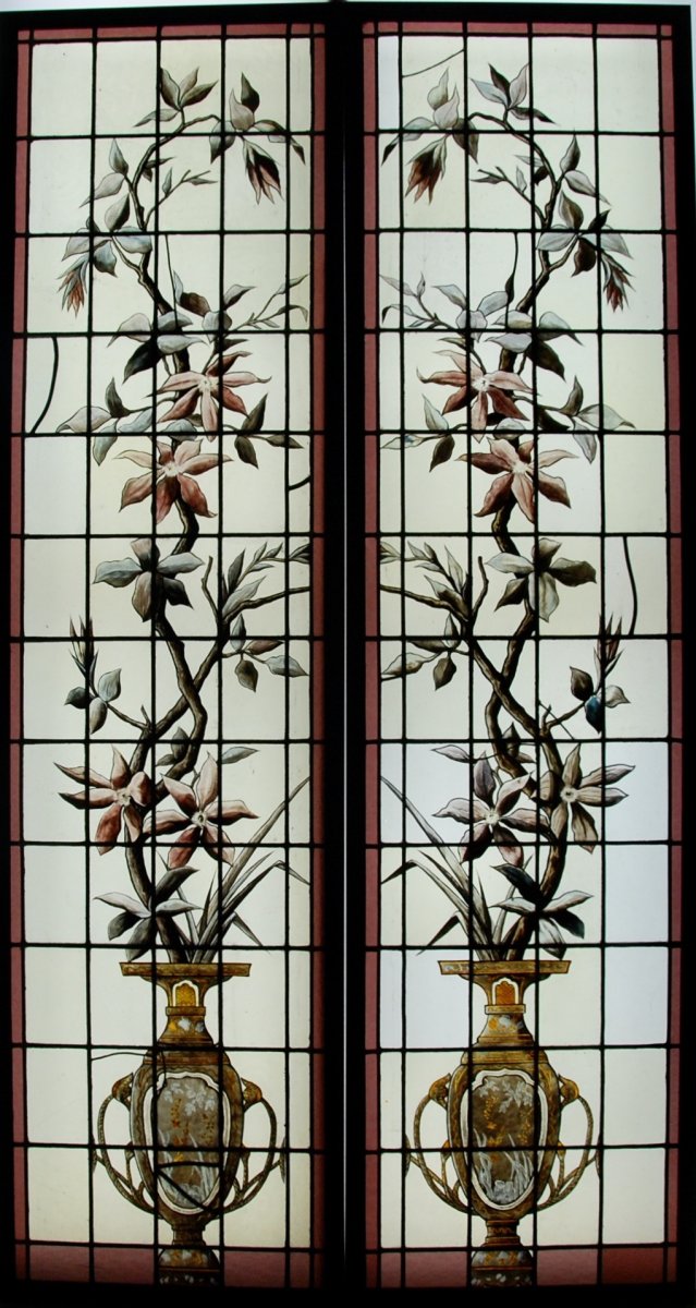 Vitrail Vitraux Clématite Grimpante En Vase 