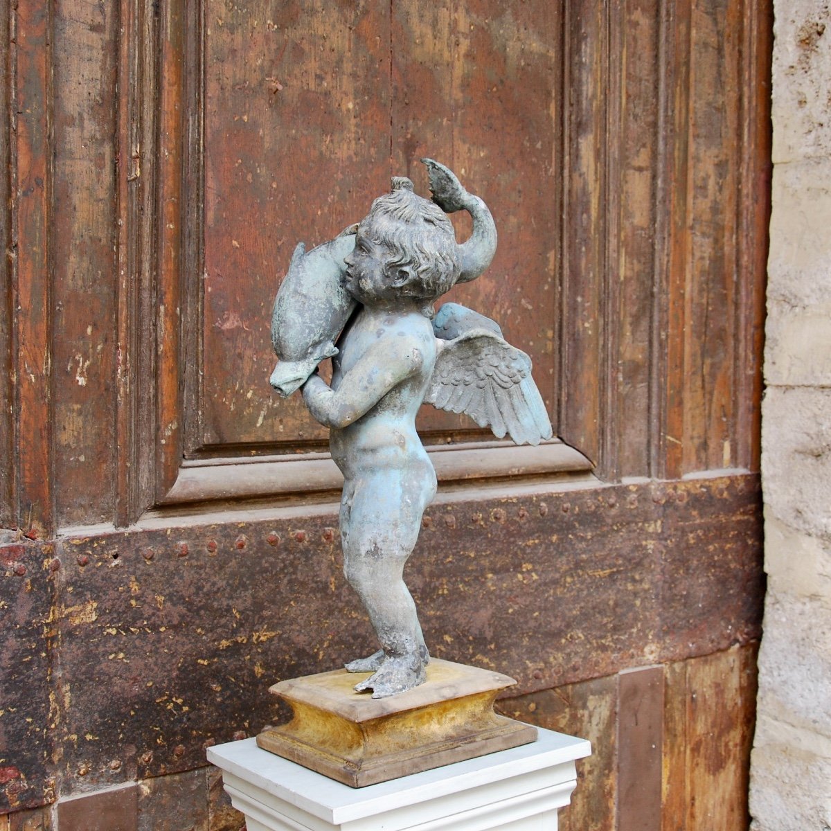 Sculpture En Bronze Au Dauphin Du Grand Tour-photo-6