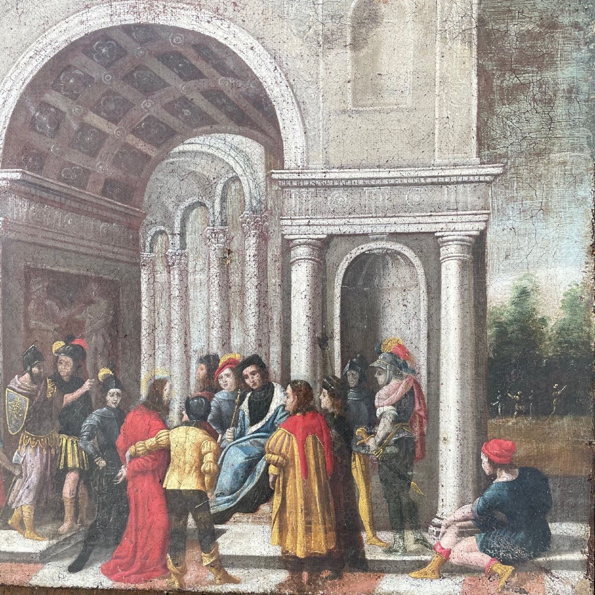 Oil On Canvas Representing Christ Before Pilate-photo-4