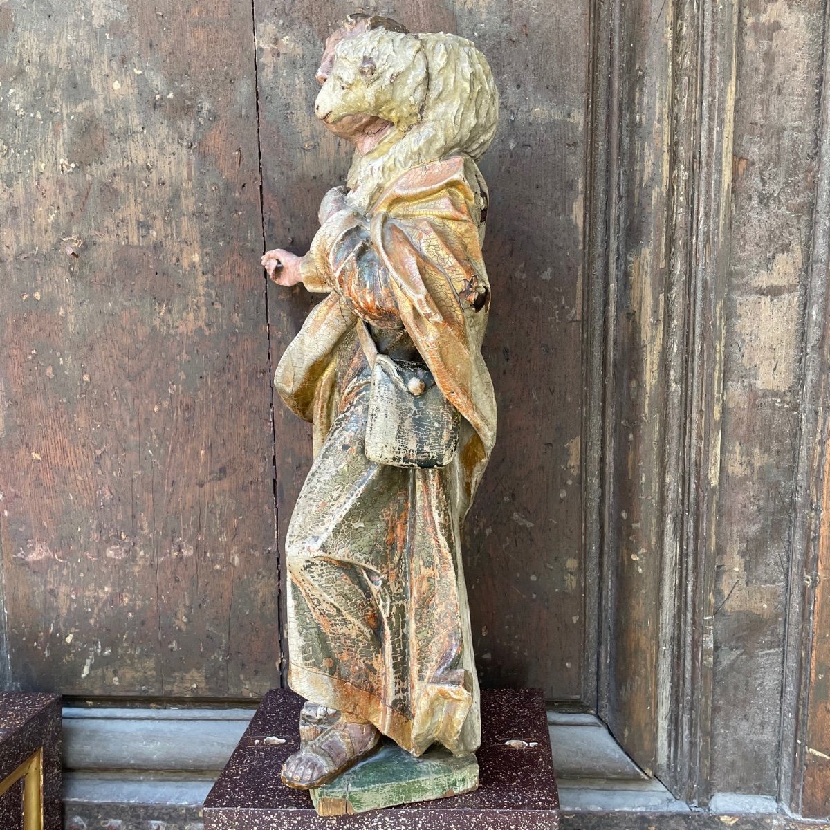 Polychrome Wood Statue Of Saint John The Baptist-photo-1