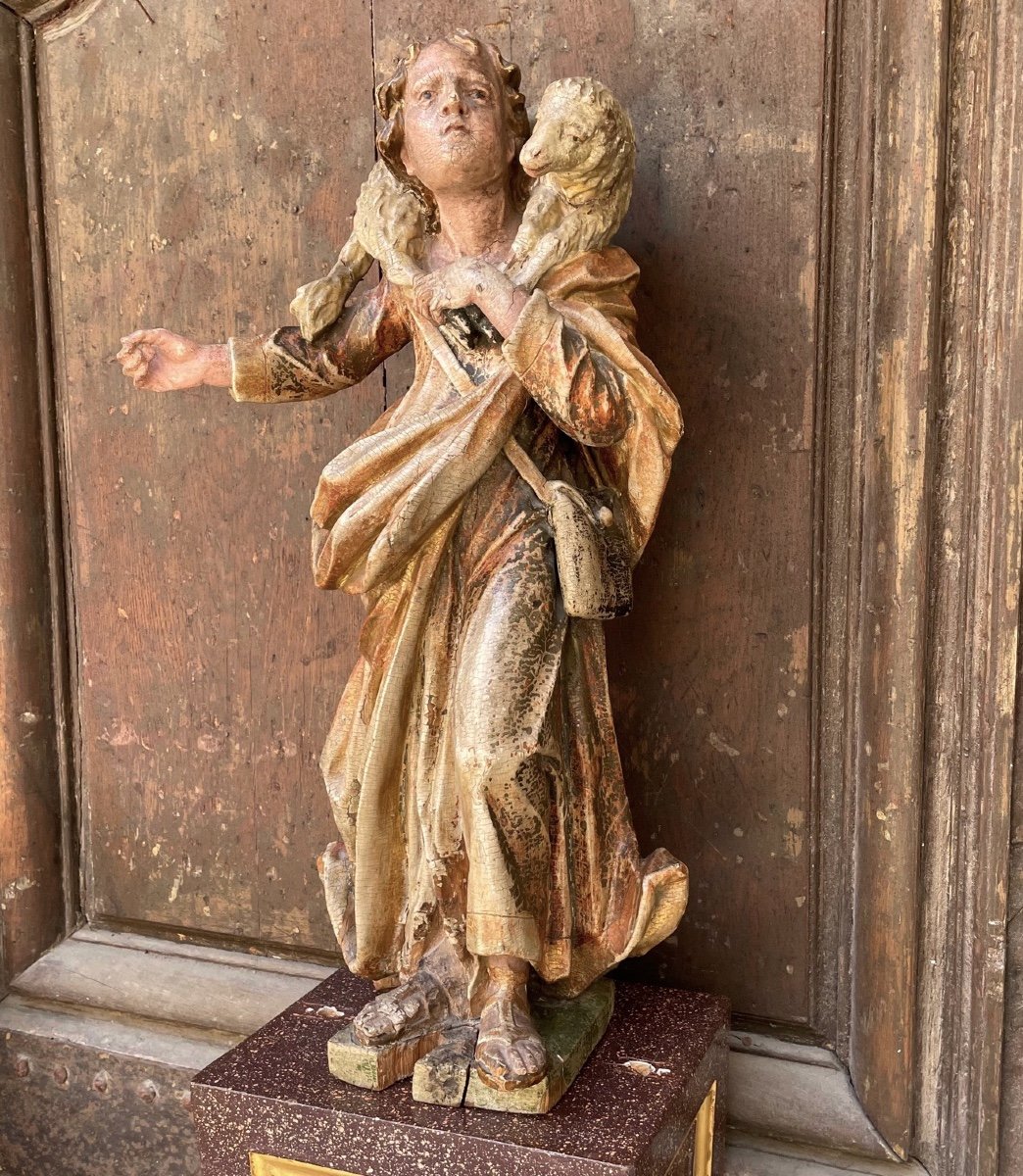 Polychrome Wood Statue Of Saint John The Baptist