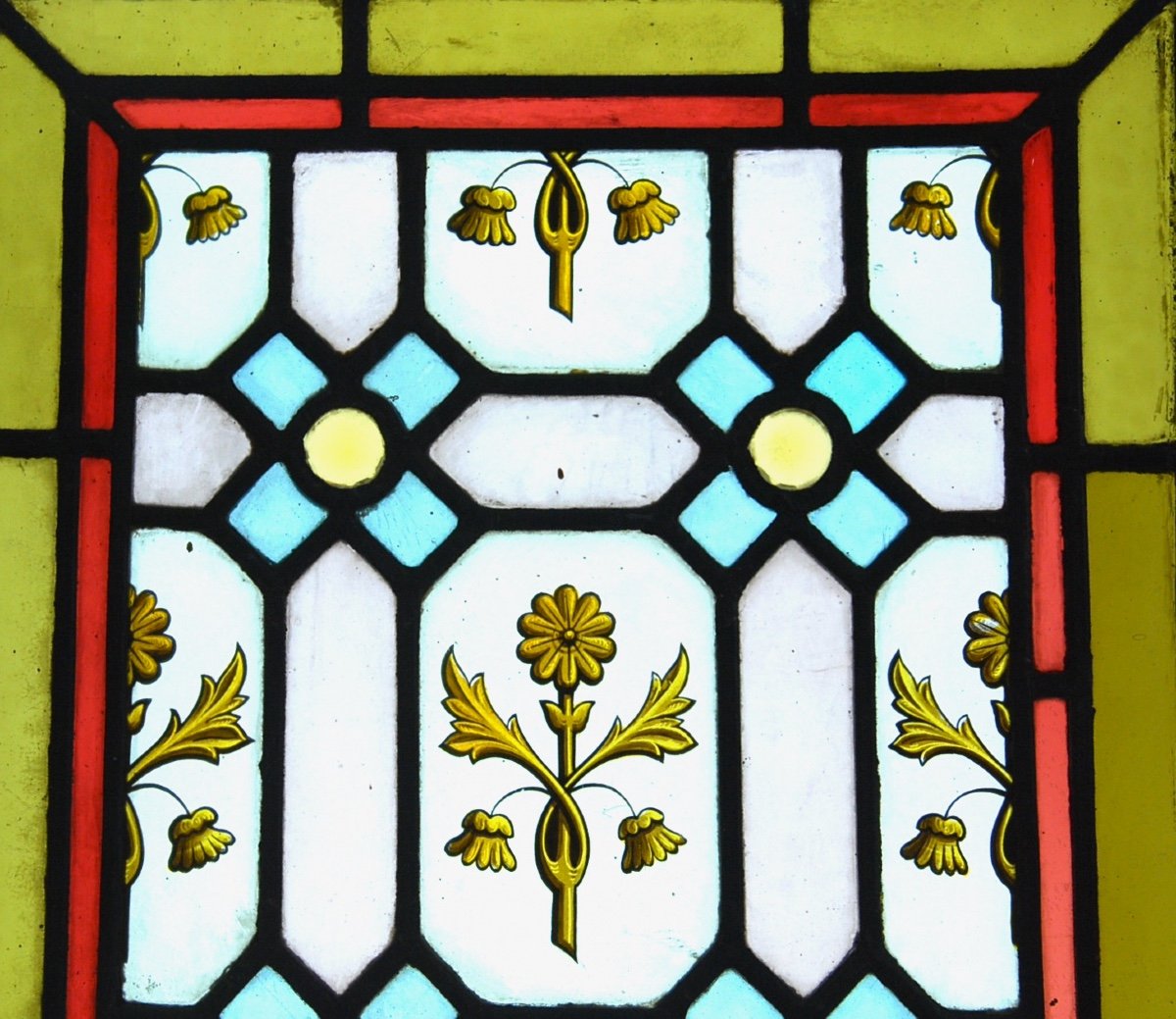 Vitrail Vitraux Aux Motifs Fleuris XIXème-photo-2
