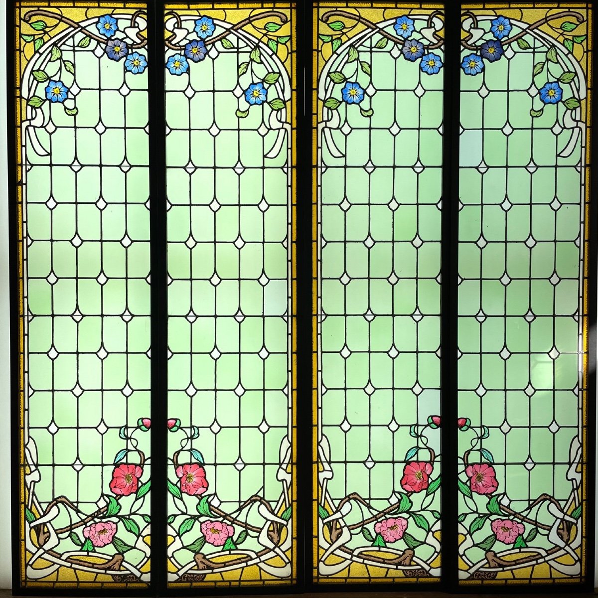 Vitrail Vitraux Clématites Et Pivoines 2 Paires