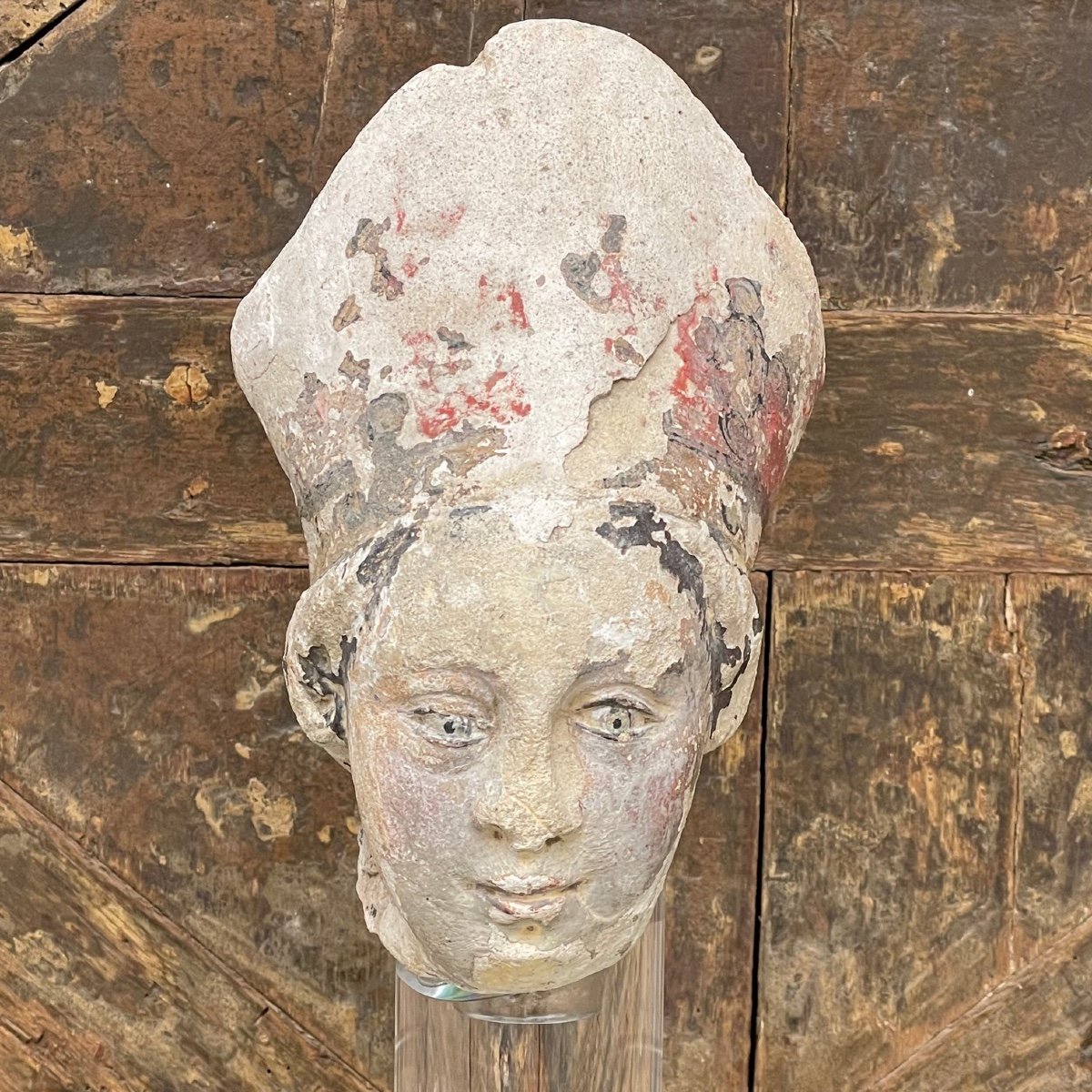 Tête d'évêque Polychrome XVIème