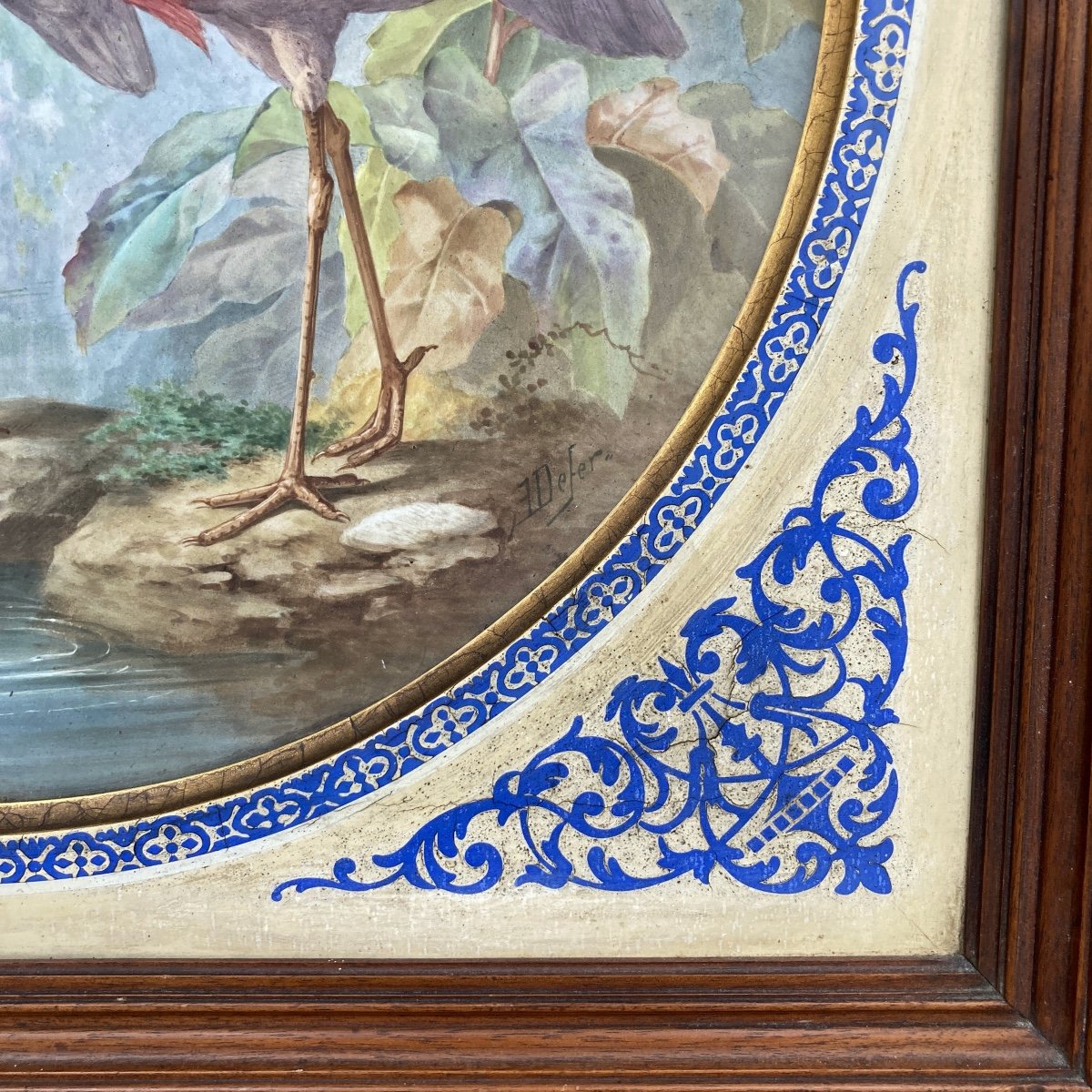 Porcelain Painting With Waders Signed Defer-photo-4
