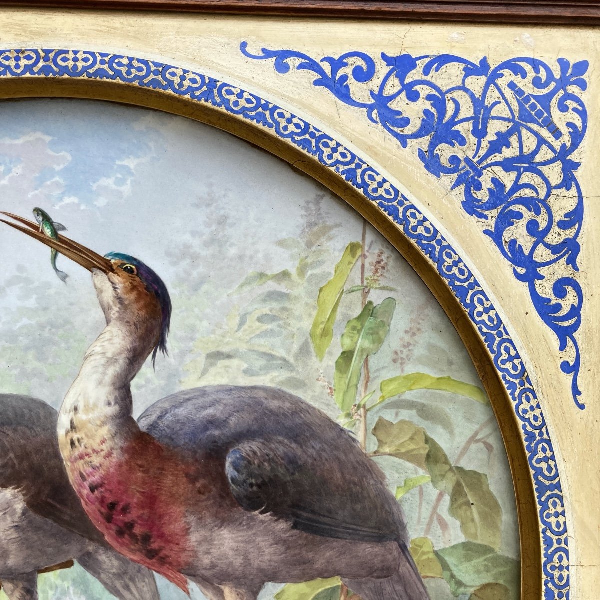 Porcelain Painting With Waders Signed Defer-photo-4