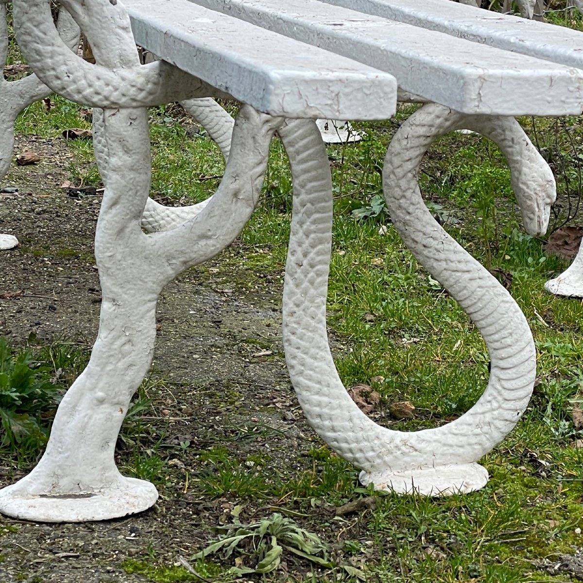Paire De Bancs De Jardin En Fonte XIXe-photo-1