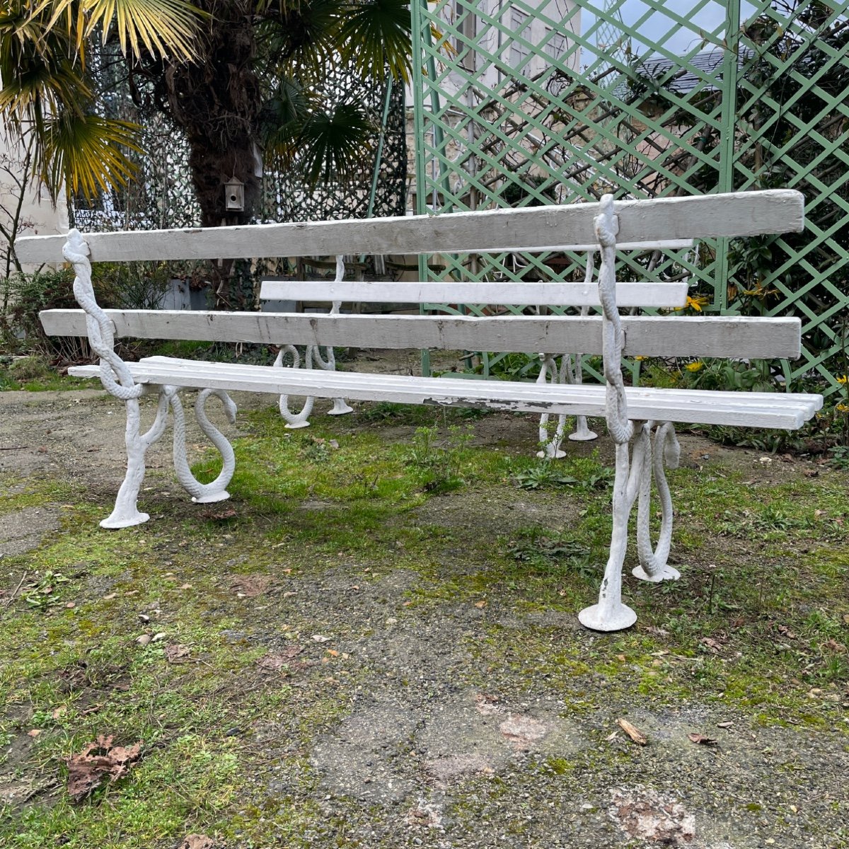 Paire De Bancs De Jardin En Fonte XIXe-photo-3
