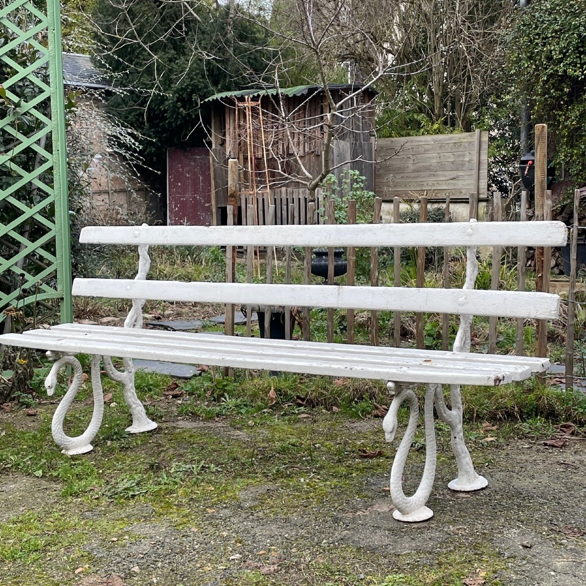 Paire De Bancs De Jardin En Fonte XIXe-photo-4