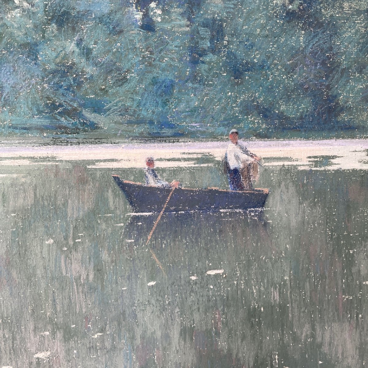 Pastel On Canvas Along The Water Signed L.tanzi-photo-3