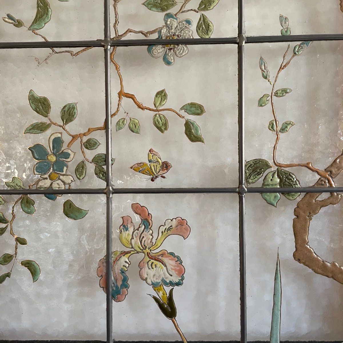 Stained Glass Peacock And Flamingos Signed F Gillen-photo-6