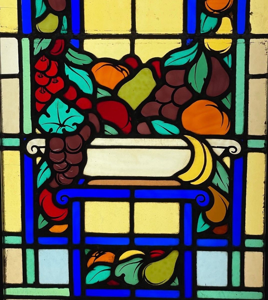 Stained Glass Art Deco Fruits And Grapes-photo-3