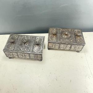 Pair Of Boxes In Russian Sterling Silver