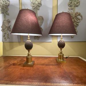 Pair Of Coconut Lamps