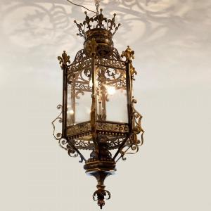 Large Castle Lantern With Fleurs De Lys