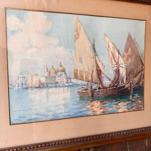 Watercolor, Venice Signed Gilbert Galland (1870-1950)