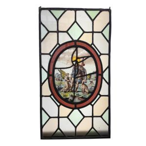 St Roch 16th Century Stained Glass Window (55 X 30 Cm)