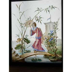 Stained Glass Stained Glass Young Woman With Parasol