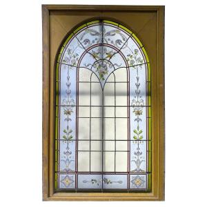 Stained Glass Window With Architectural Decor (204 X 127 Cm)